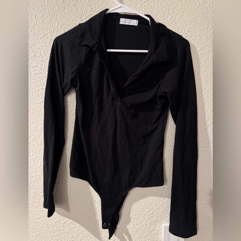 House of Harlow 1960 Black Ribbed Bodysuit